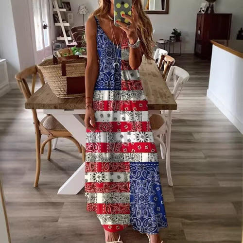 3D Digitaldruck Flaggen-Kleid für Damen
