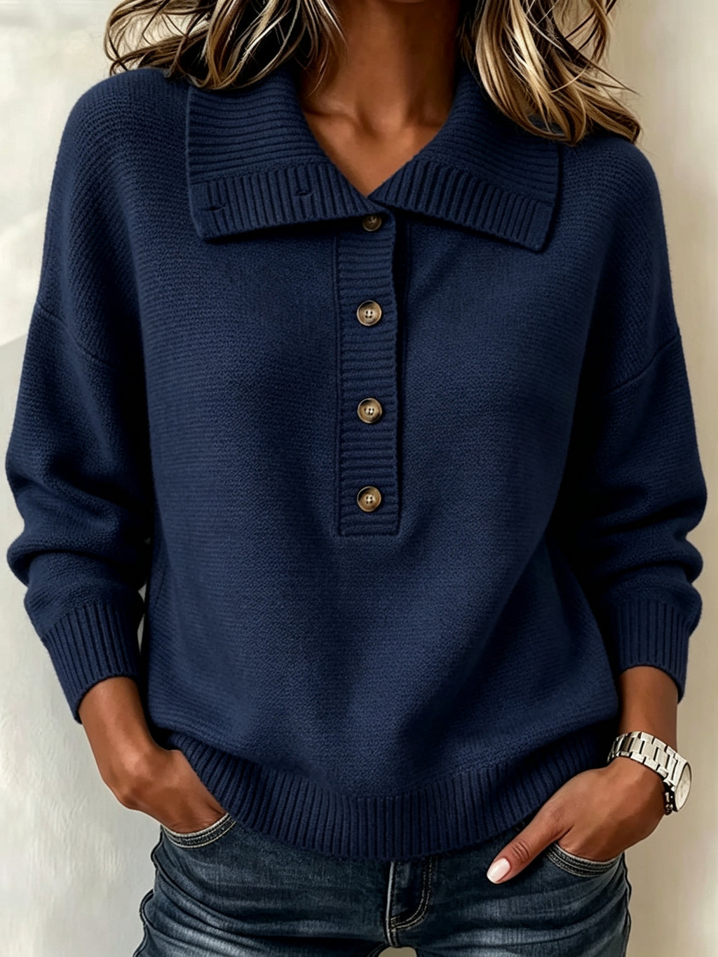 Vintage Rollkragen-Pullover mit halbem Reissverschluss