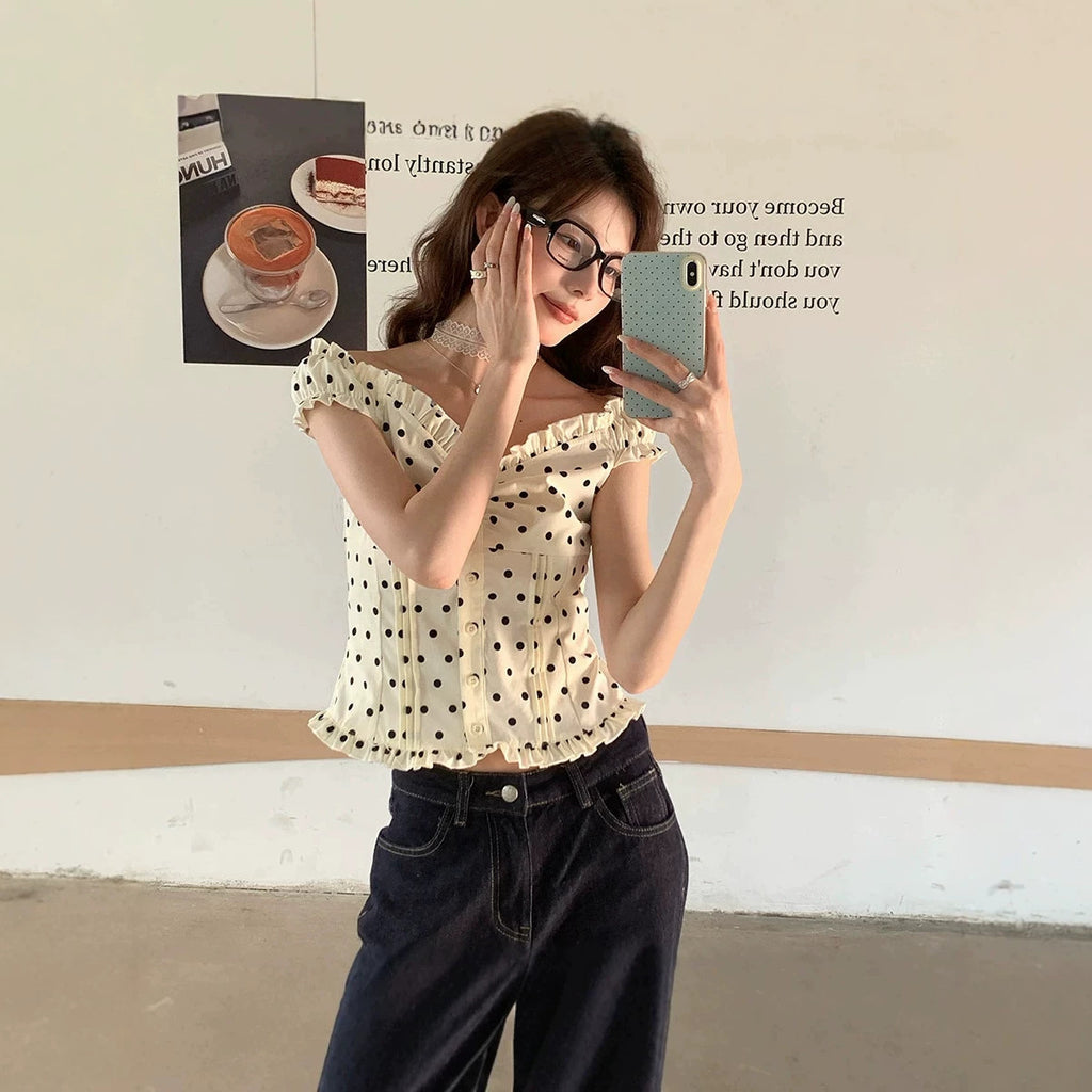 Polka-Dot Oberteil mit Taille