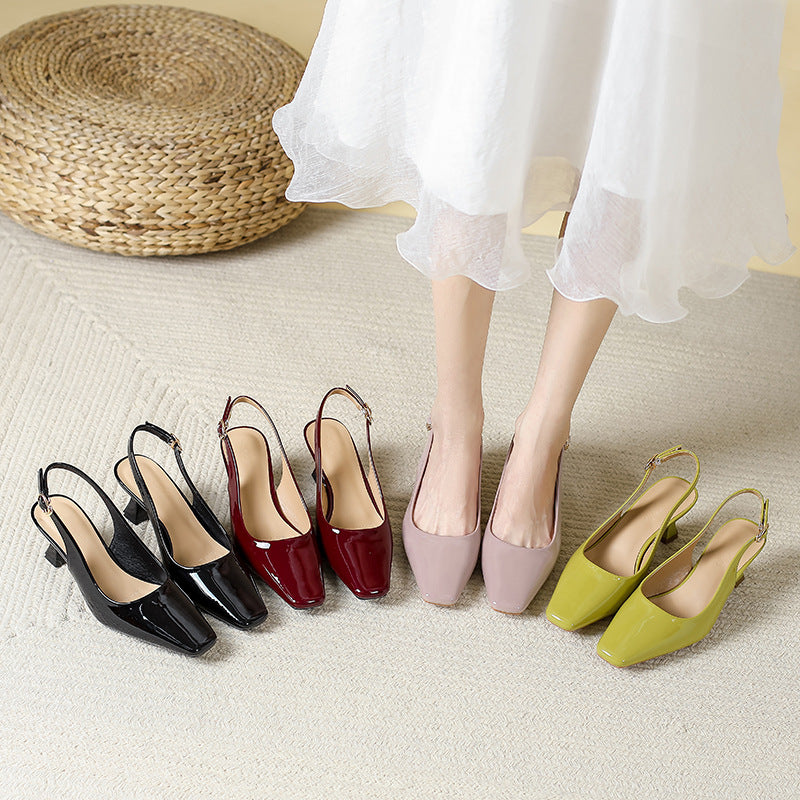 Schwarze französische Sandalen mit Patentleder – Bild 7 | LuxeStyle