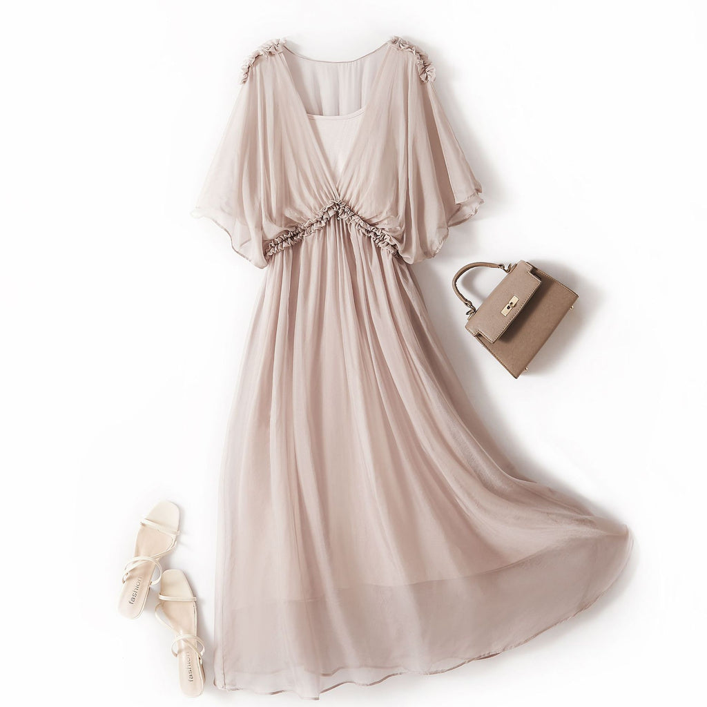 Elegantes Seidenkleid mit Fledermausärmeln | LuxeStyle