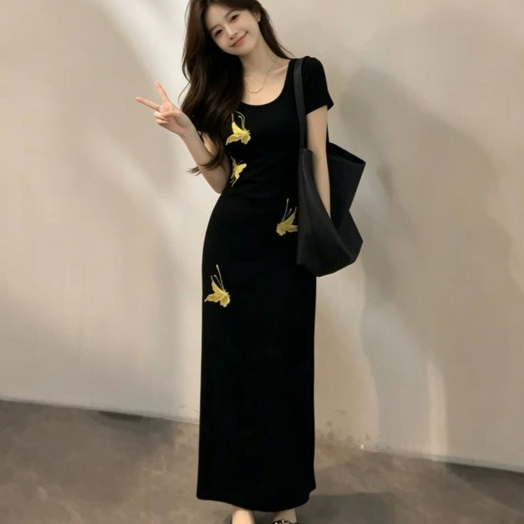 Vintage A-Linien Kleid mit Schmetterlingsdruck
