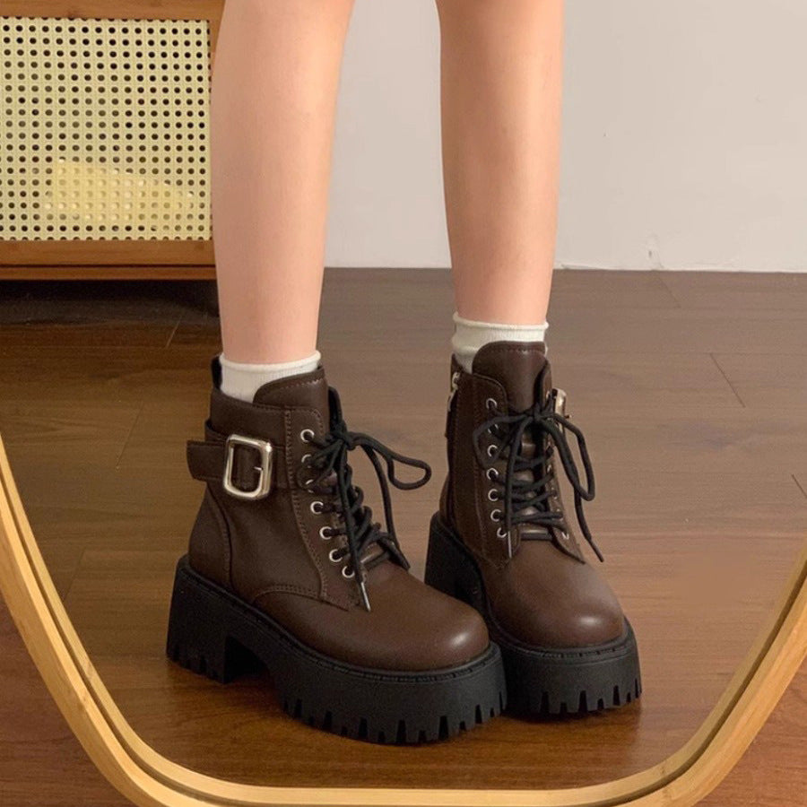 Damen Stiefel mit Schnürung und Plateau