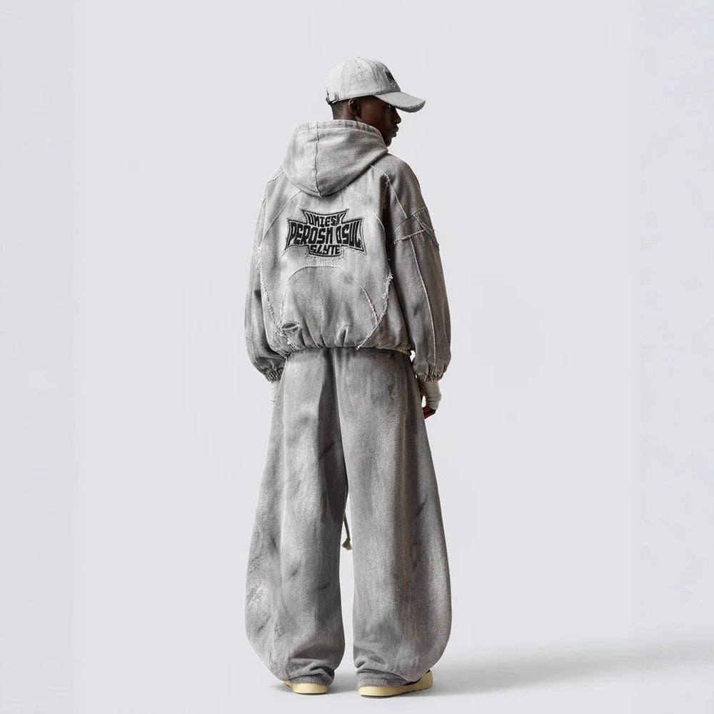 Coton-Sweatpants mit Distressed-Finish