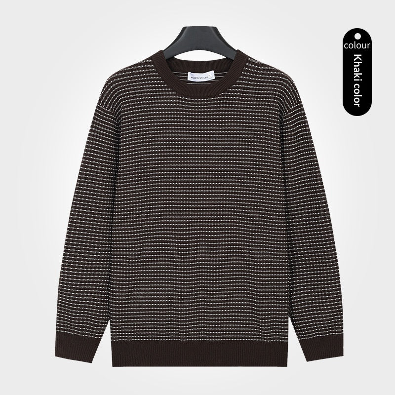 Herren Strickpullover Rundhals Leinen-Mix