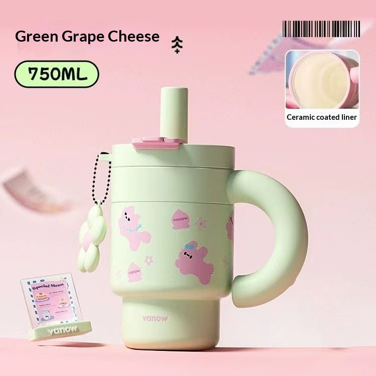 Grosskapazitäts-Wasserflasche mit Strohhalm