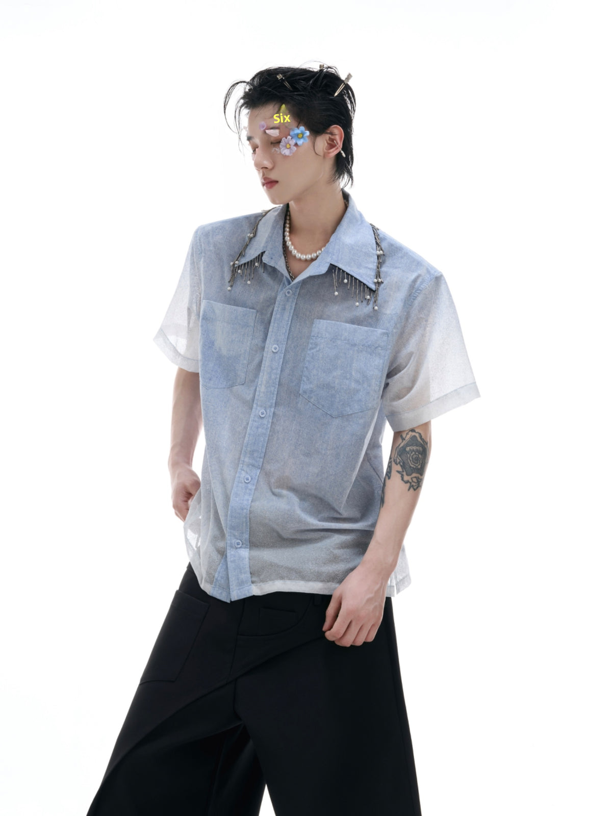 Kurzärmliges blaues Shirt – lockerer Schnitt | LuxeStyle