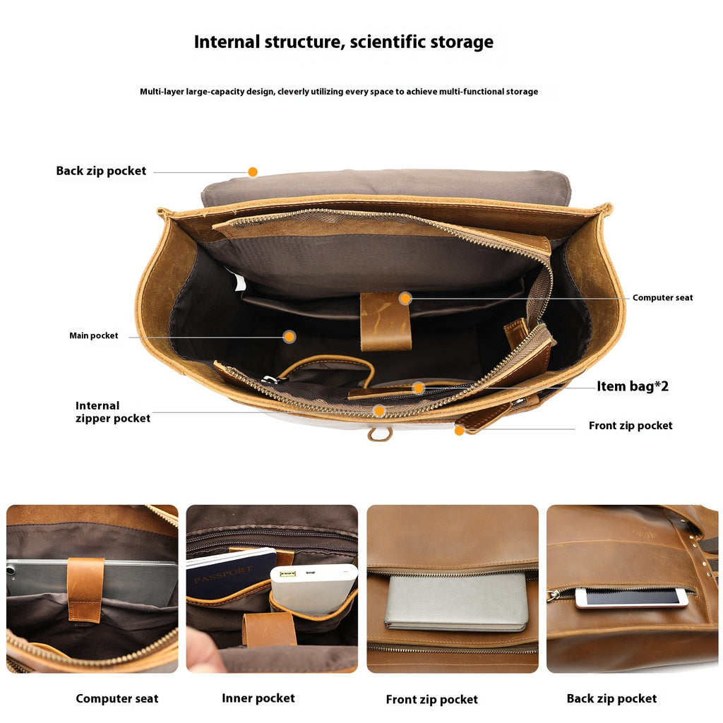 Leder-Reise-Laptop-Rucksack