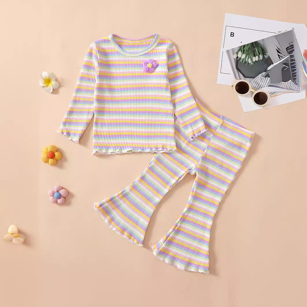 Baby-Set aus Baumwolle: lange Ärmel, Blümchen-Hose – Bild 3 | LuxeStyle