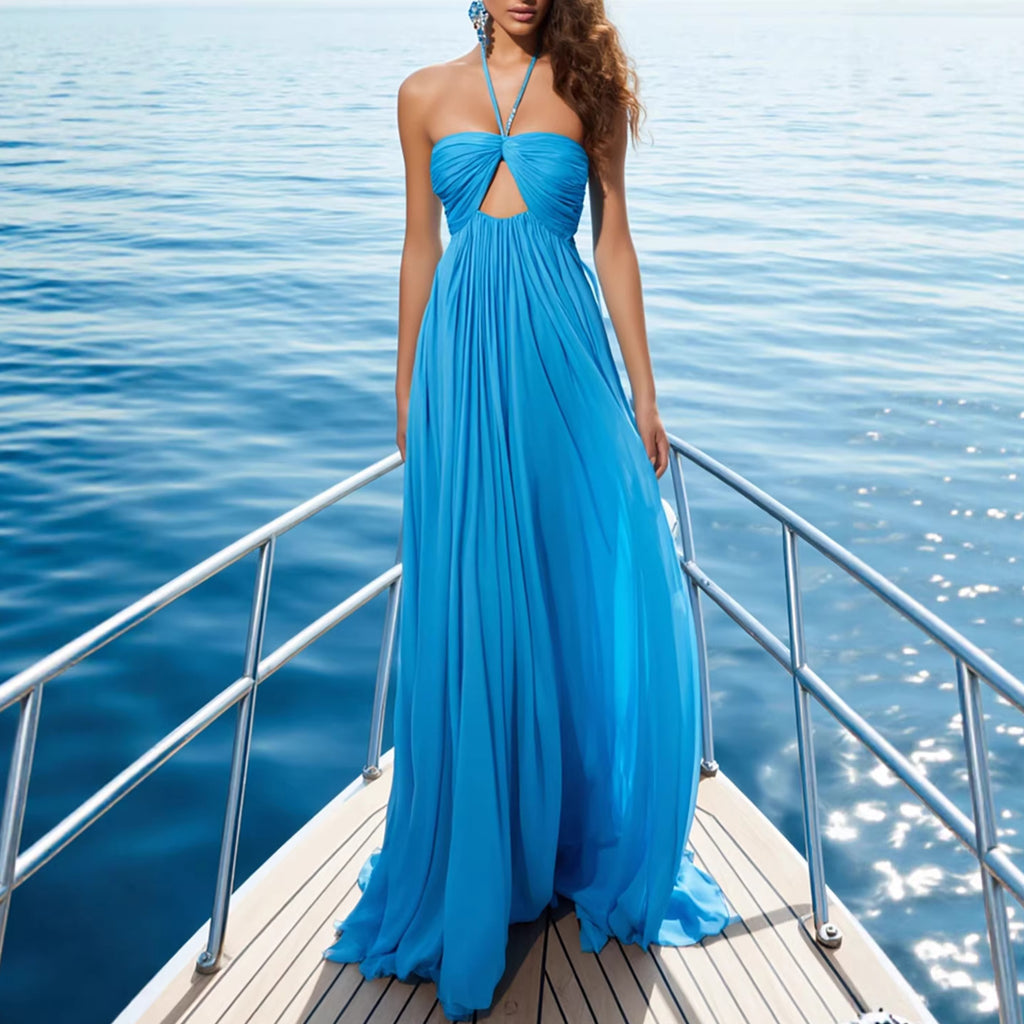 Trägerloses Plisseekleid in A-Linie