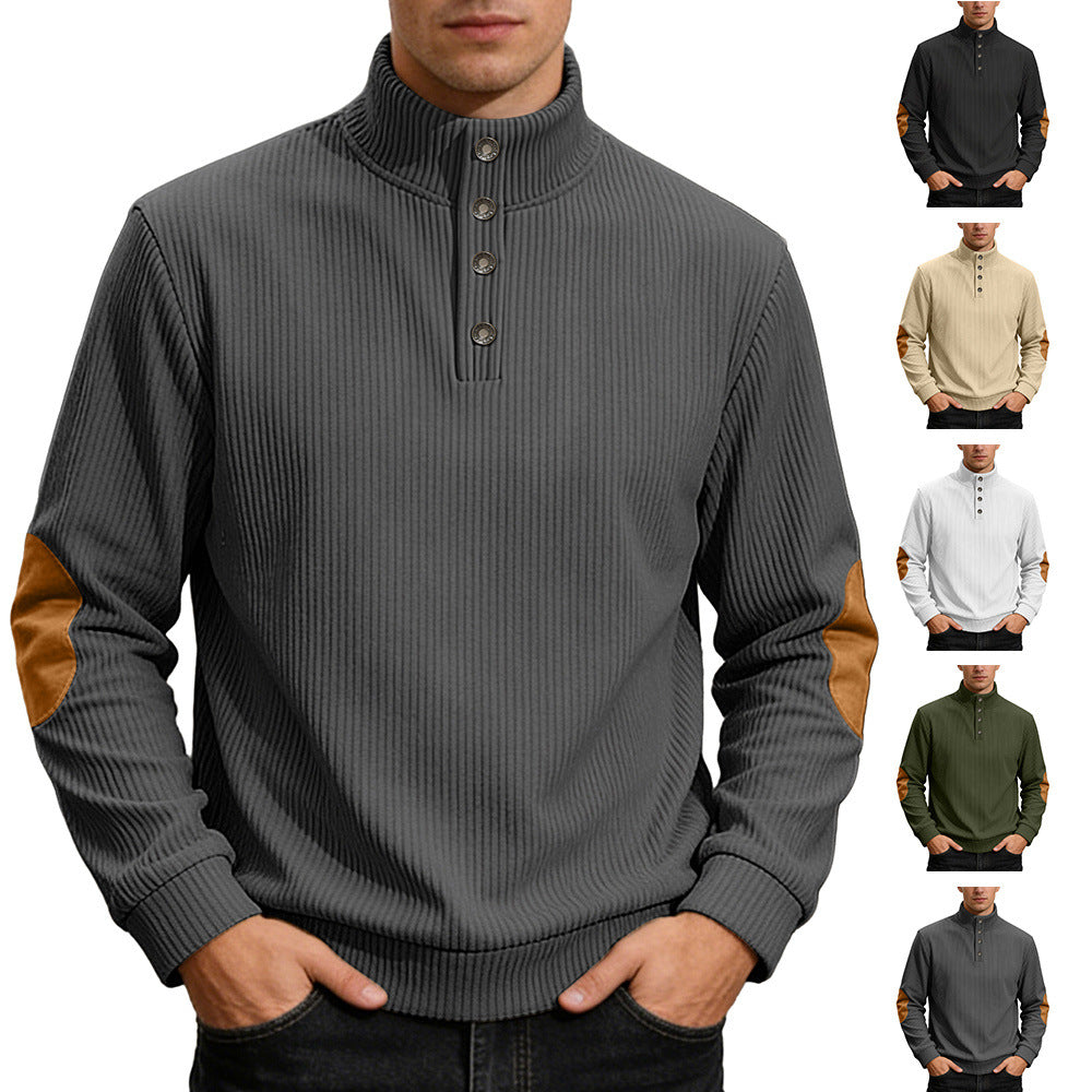 Jacquard Rippstrick Stehkragen Langarmshirt Herren – Bild 7 | LuxeStyle