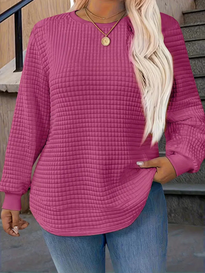 Waffle-knit Crewneck Sweatshirt