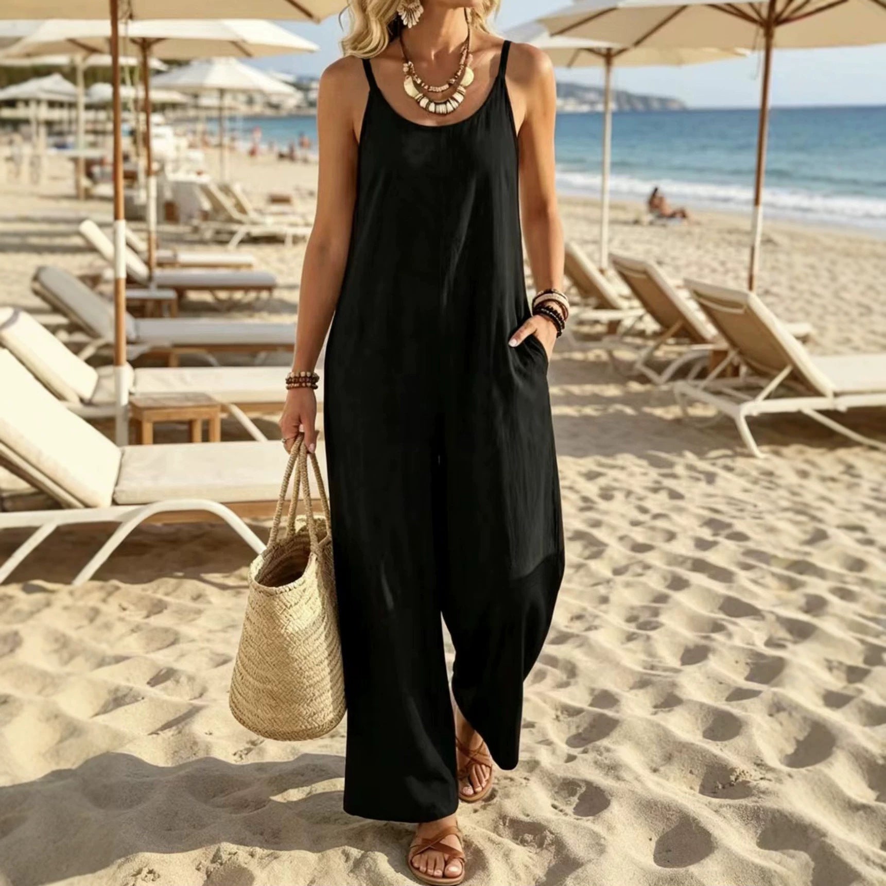Casual Resort Jumpsuit mit weitem Bein