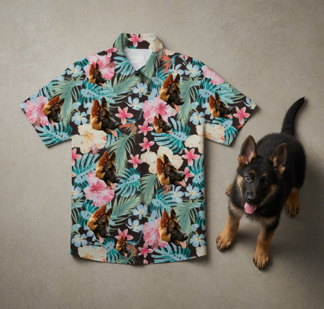 Hawaiihemd mit Hibiskus & Monstera-Print – Bild 4 | LuxeStyle