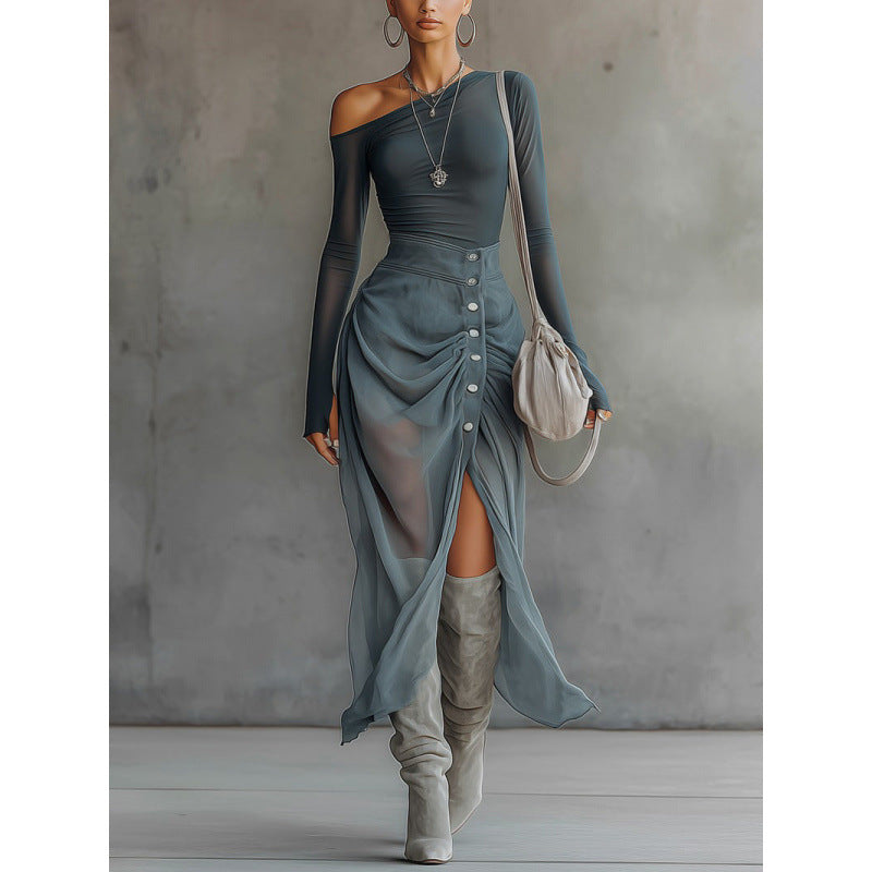 Casual Damen-Rock-Schulter-Anzug