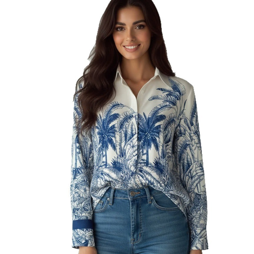 Bluse mit Pflanzen- und Blumenmuster – Bild 2 | LuxeStyle