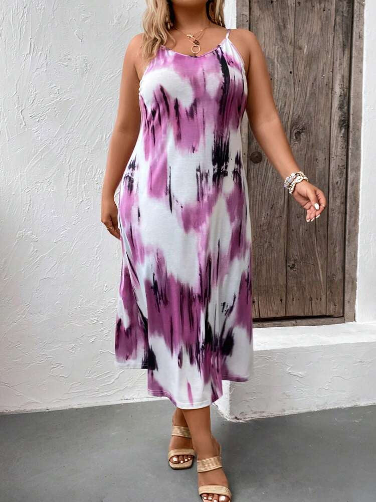 Bedrucktes A-Linien Plus-Size Kleid