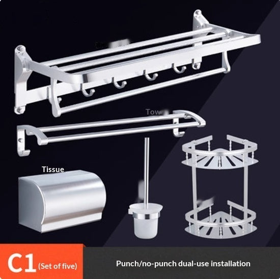 Handtuchhalter-Set aus Space Aluminium, 6-teilig