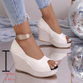 Plateau Peep-Toe Sandalen mit hohem Absatz