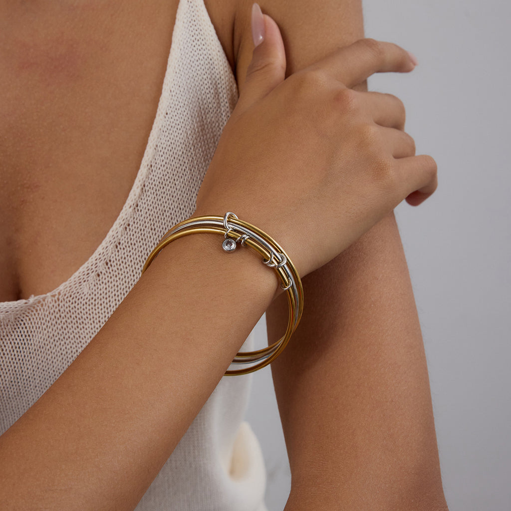 Vergoldetes Edelstahl-Armreif-Set – Bild 6 | LuxeStyle