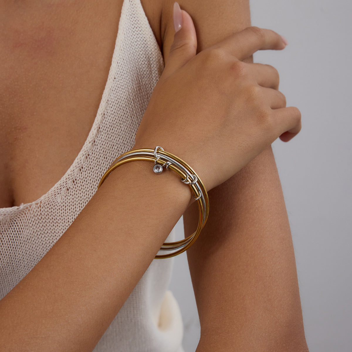 Vergoldetes Edelstahl-Armreif-Set – Bild 6 | LuxeStyle