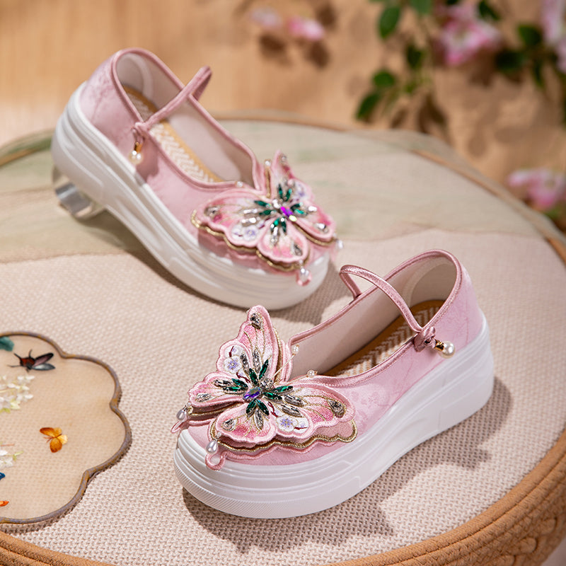 3D Schmetterling Mary Jane Plateau-Schuhe