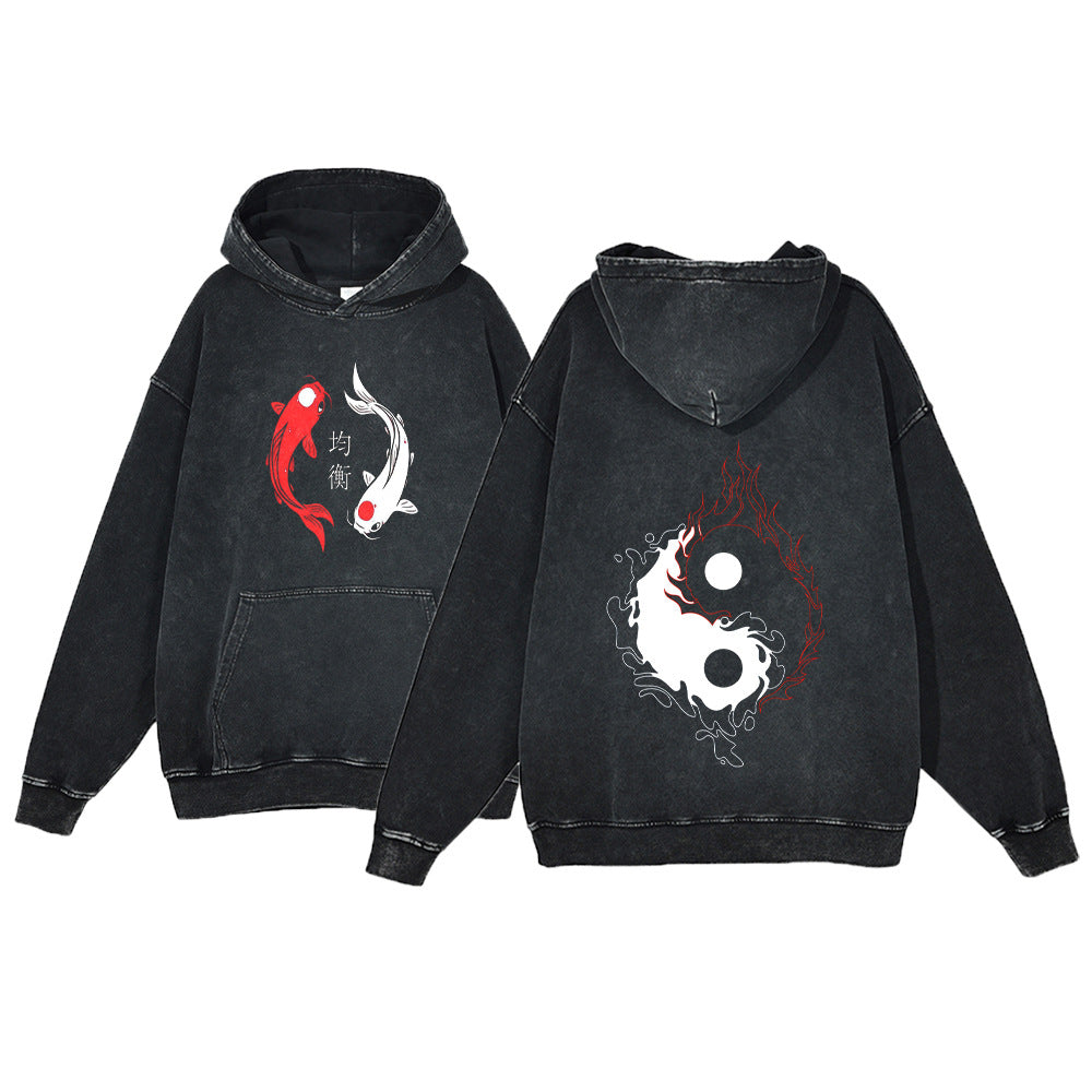 Ukiyo-e Koi Fisch Kapuzenpullover für Herren