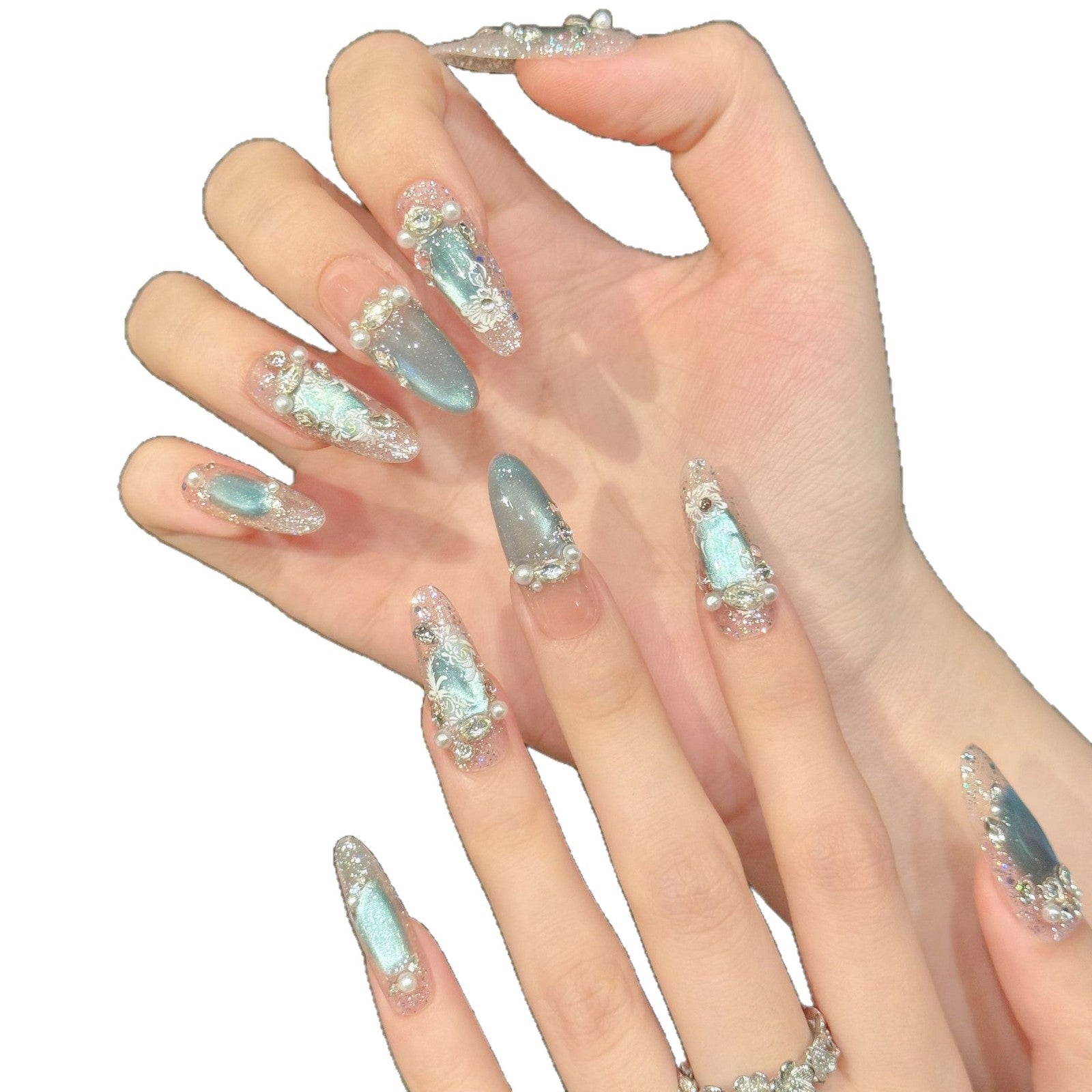 Eisklarer blauer Katzenaugen-Nagelsticker