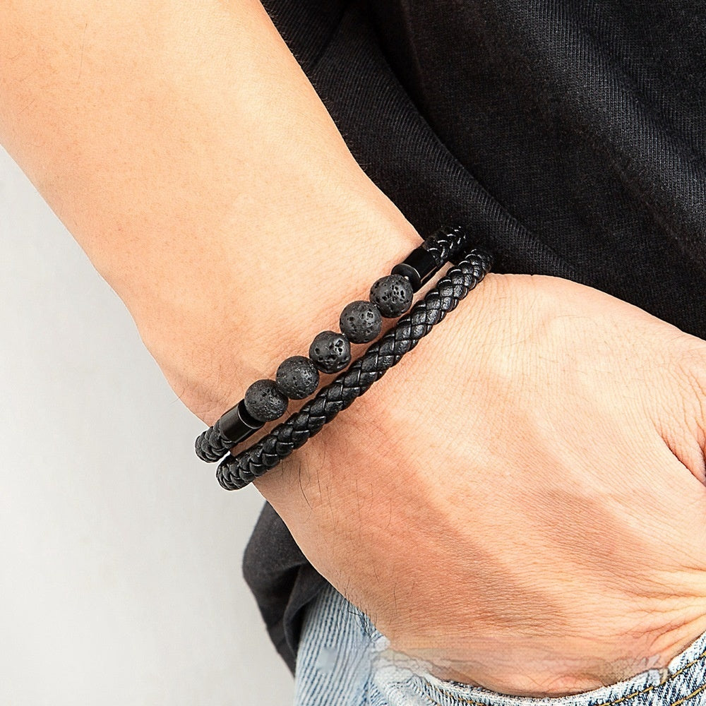 Geflochtenes Lederarmband mit Edelstahl – Bild 8 | LuxeStyle