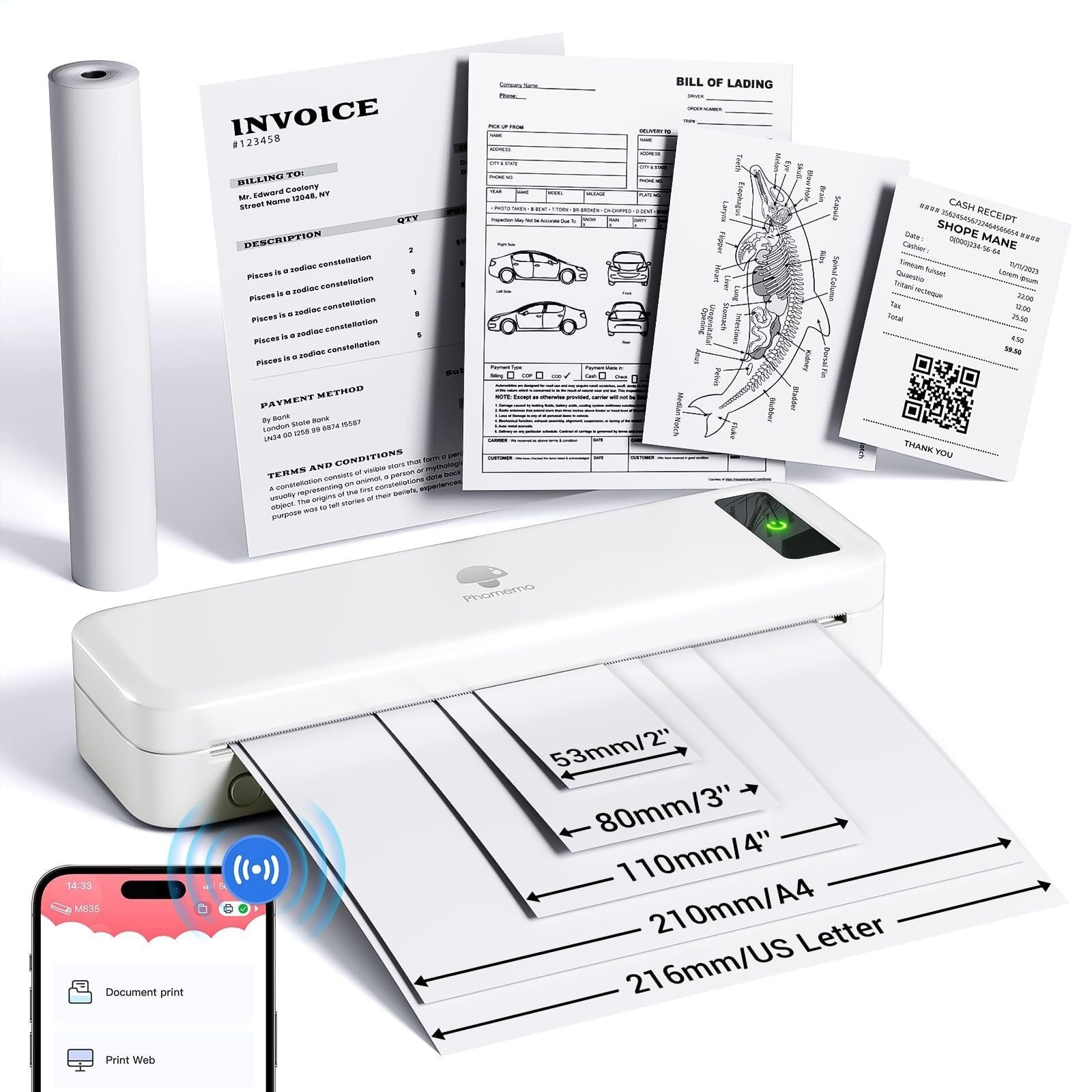M835 Thermodrucker A4, tragbar, Bluetooth