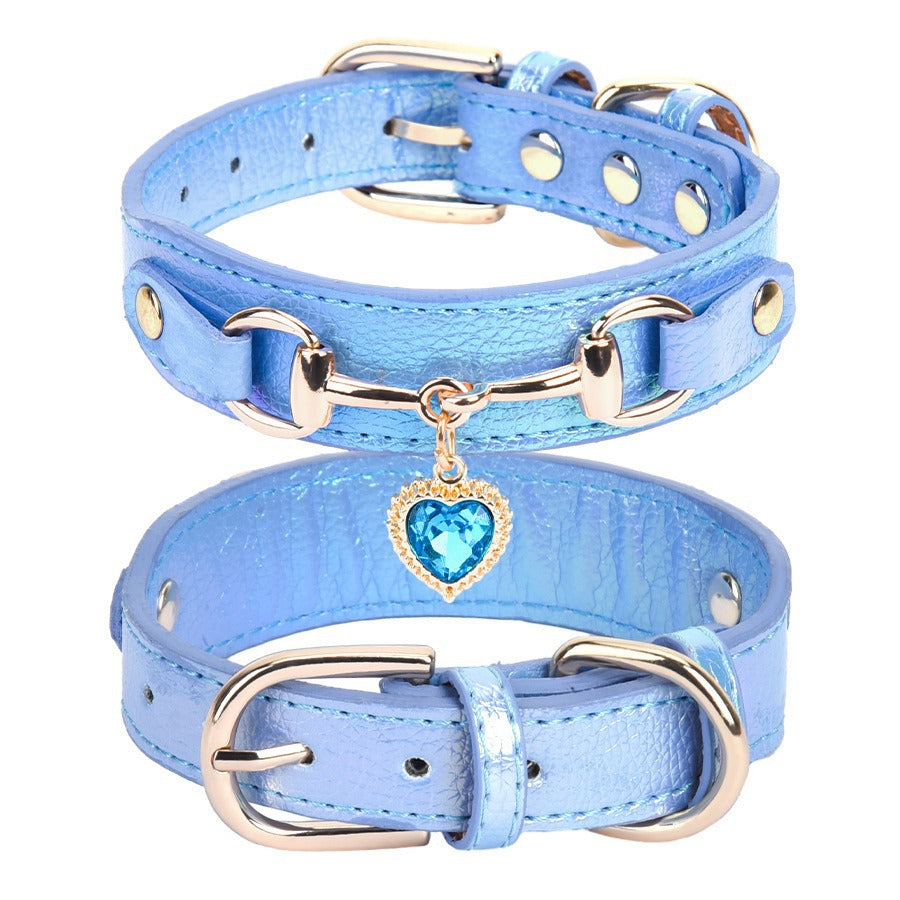 Glitzerstein-PU-Leder-Halsband für kleine Hunde