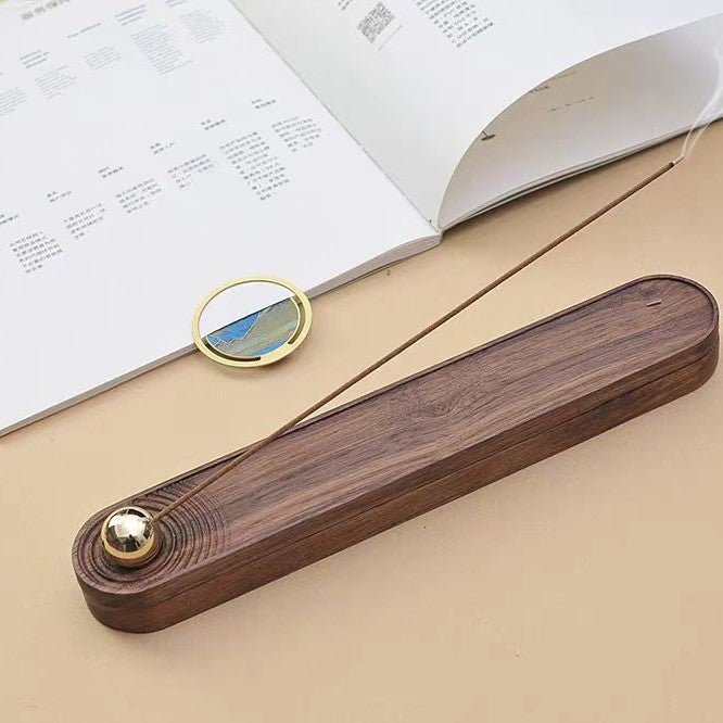 Holz-Box mit Kupfer-Duftstäbchenhaltern