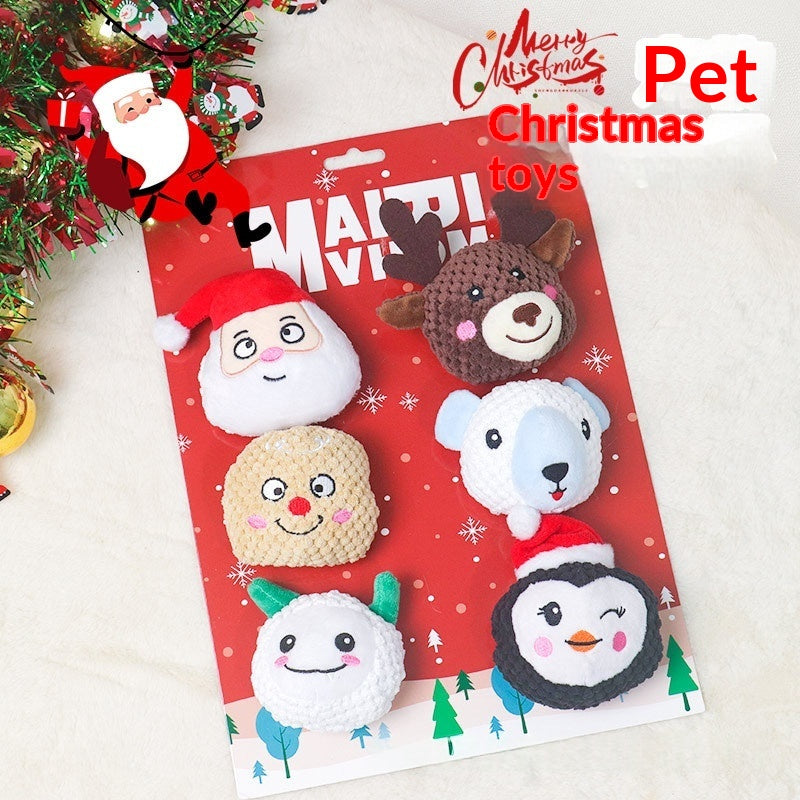 Weihnachts-Hundespielzeug-Set mit Sound (6-teilig)