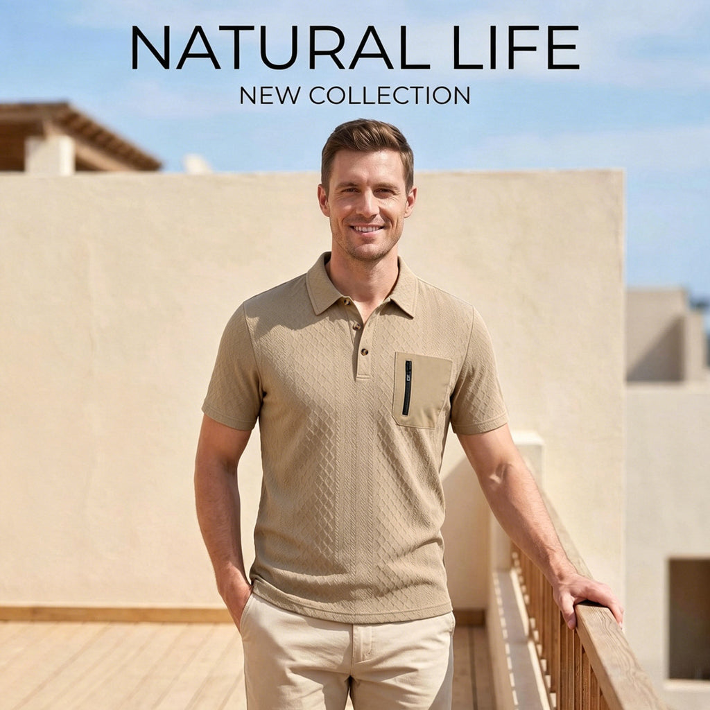 Herren Jacquard Polo-Shirt mit Textur – Bild 7 | LuxeStyle