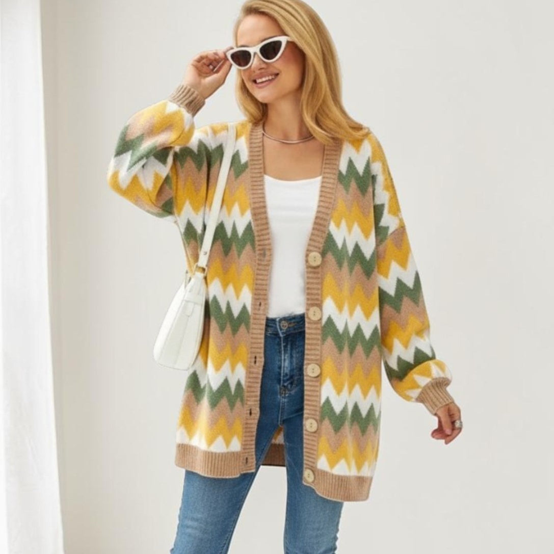 Color-Block Strickjacke im Oversize-Look