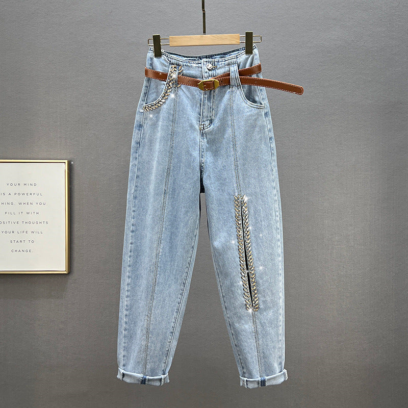 Leichte, hohe Jeans für Damen