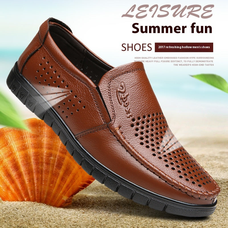 Atmungsaktive Leder-Sandalen mit Lochmuster – Bild 5 | LuxeStyle