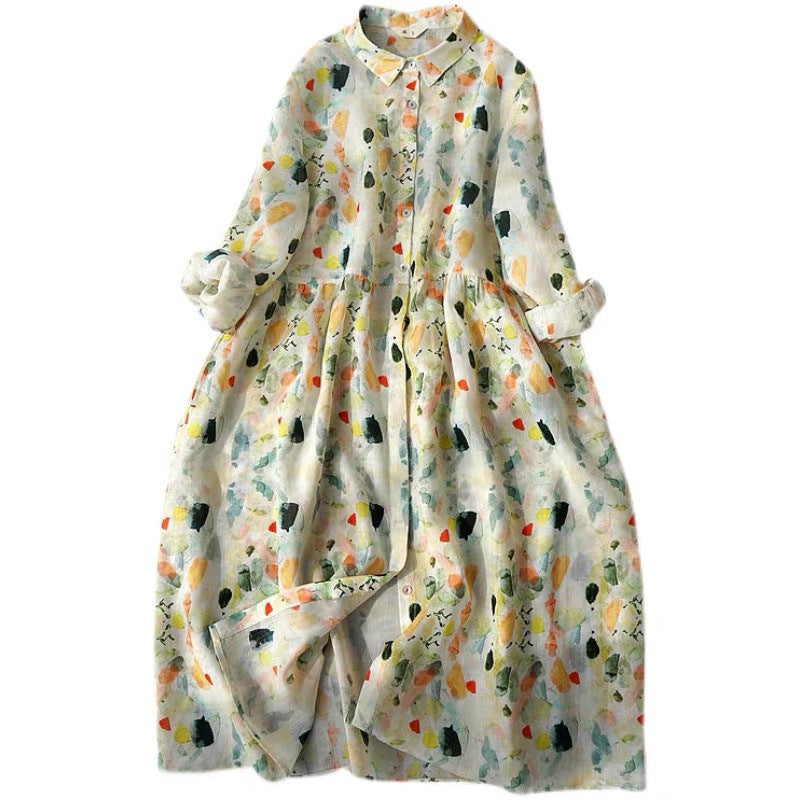 Blumen Midi-Kleid mit ¾-Ärmeln