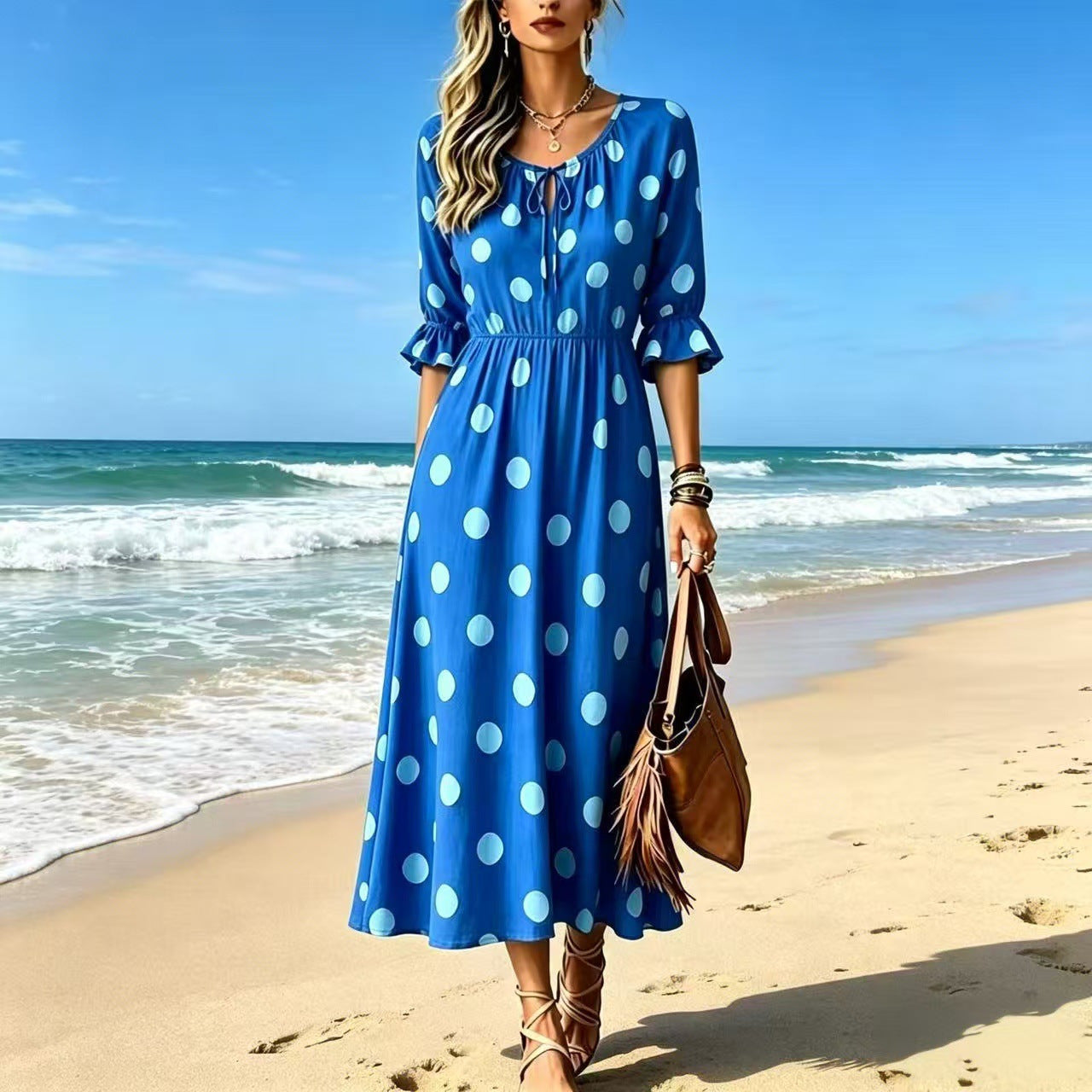 Midikleid mit Wellenmuster