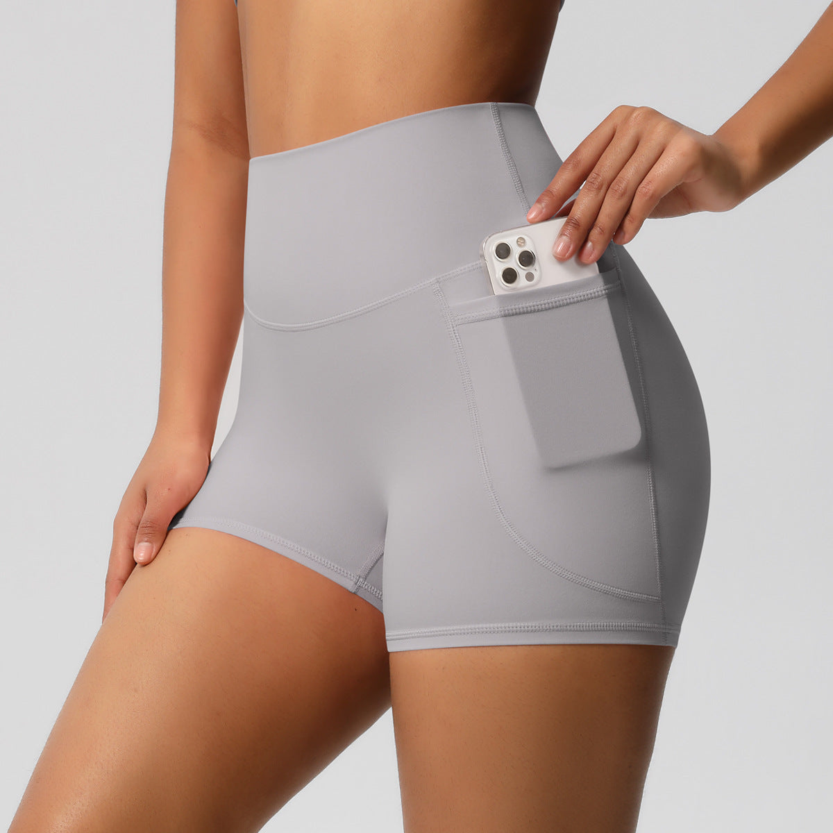 High-Waist Yoga Shorts mit Taschen