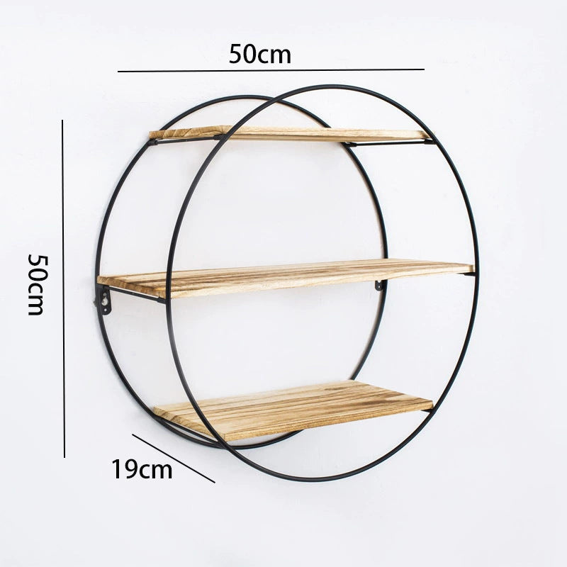 Rundes Wandregal aus Holz und Eisen – Bild 5 | LuxeStyle
