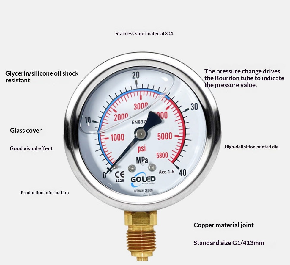 Stossfestes Manometer aus Edelstahl