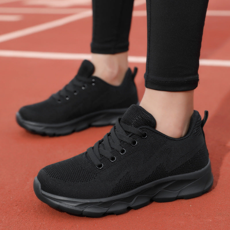 Schwarze Damen-Sneaker, Leichtgewicht & atmungsaktiv mit weicher Sohle