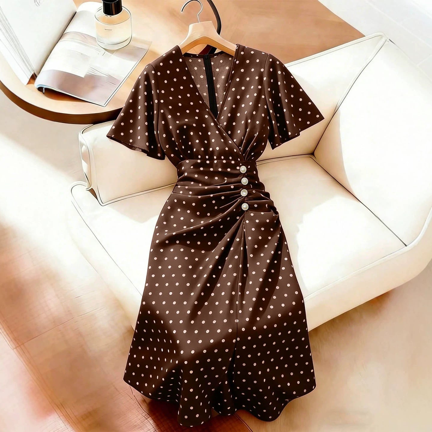 Gepunktetes Plus-Size Kleid im Loose Fit