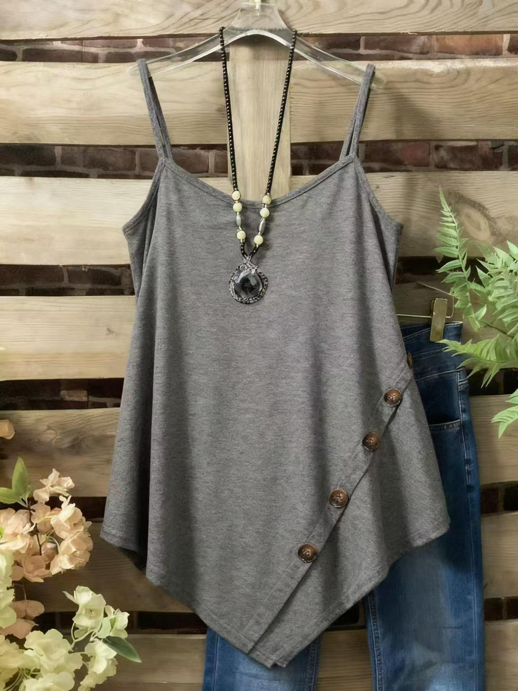 Damen Camisole mit Knöpfen und verstellbaren Trägern