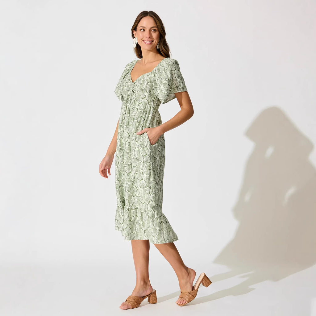 Figurbetontes Print-Kleid mit V-Ausschnitt | LuxeStyle