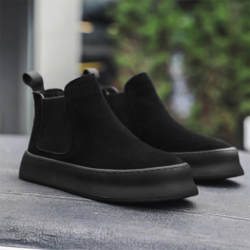 Schwarze Canvas Sneaker mit Höhe-Boost