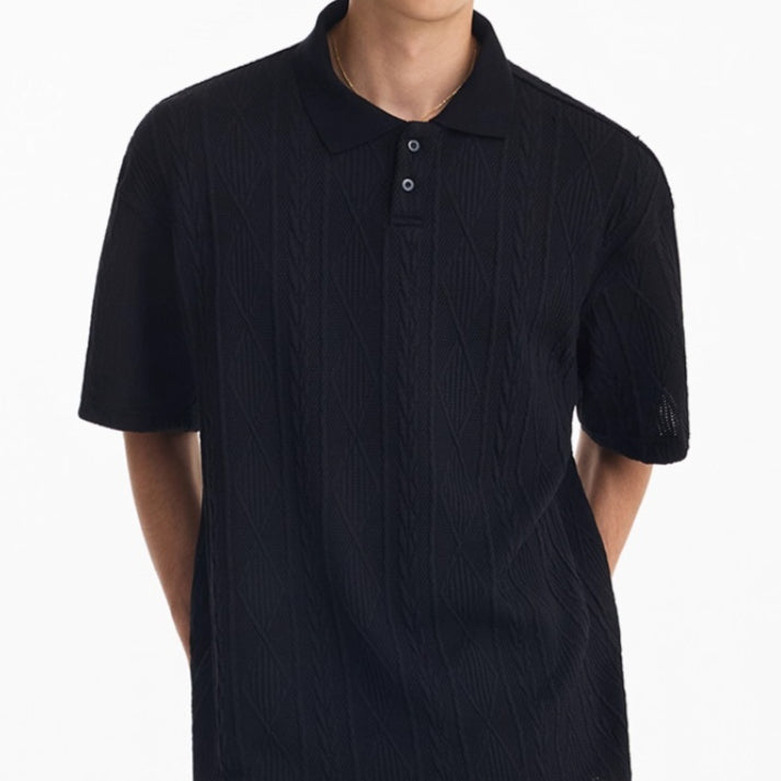 Herren Strick-Polohemd mit Struktur – Bild 2 | LuxeStyle