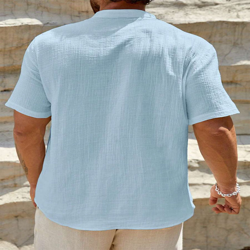 Herren Baumwoll-Leinen Hemd mit Kubakragen – Bild 11 | LuxeStyle