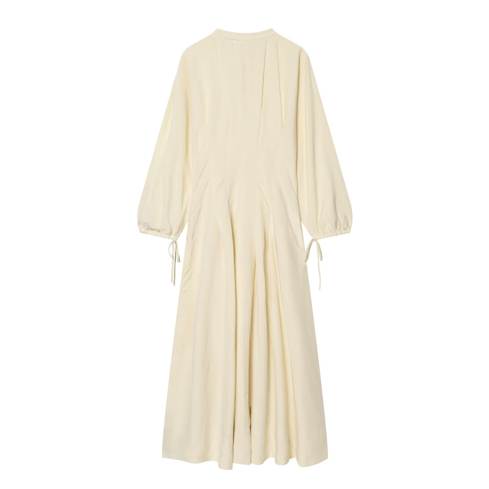Damen Plisseekleid mit Rundhals und langen Ärmeln